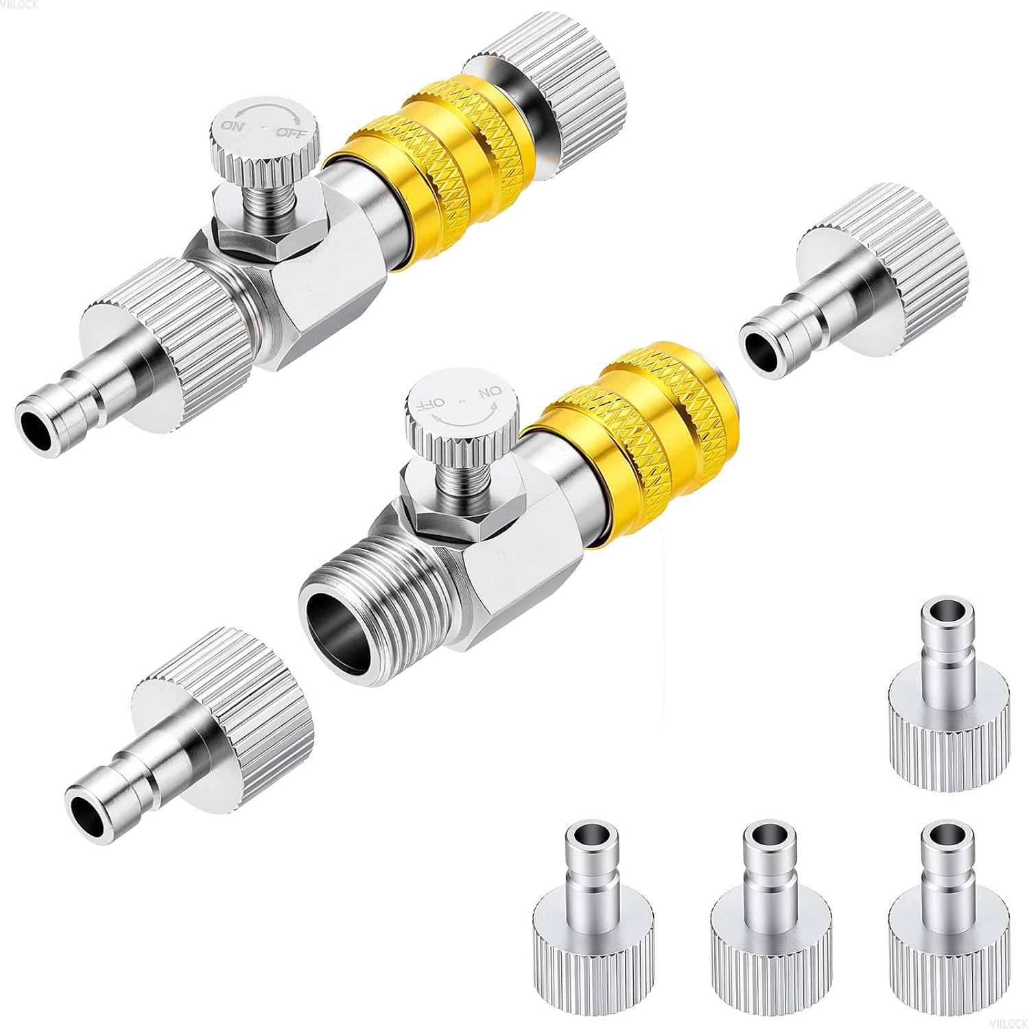 1/8" BSP Airbrush Quick Release Coupler with Air Flow Control Valve | Self-Locking Male Female Adapter for Airbrush Hose, Air Compressor for Painting