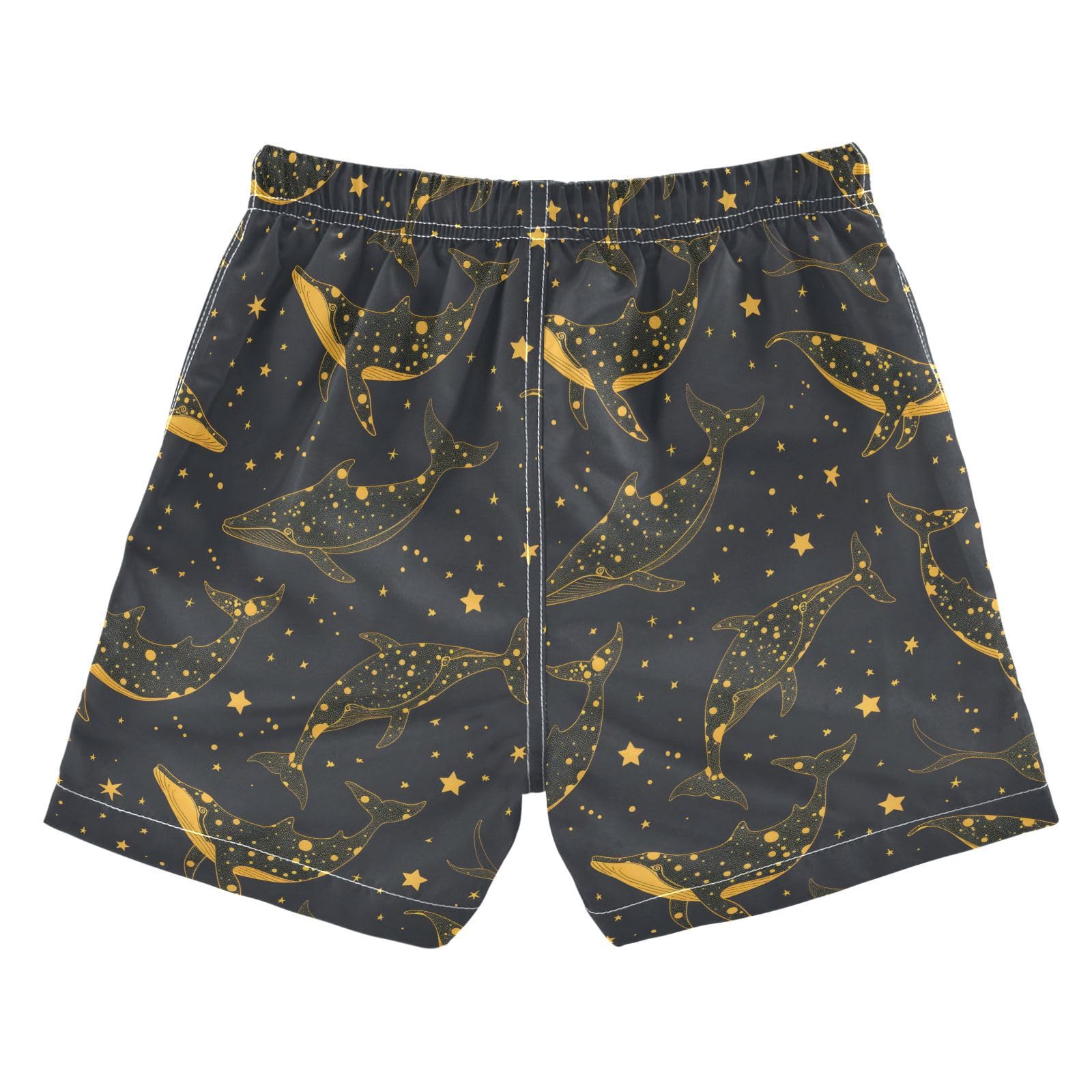 ALAZA Yellow Line Star Whale Boys Quick Dry Beach Board Shorts Kids Swim Trunks Bathing Suit Swimsuit 4T