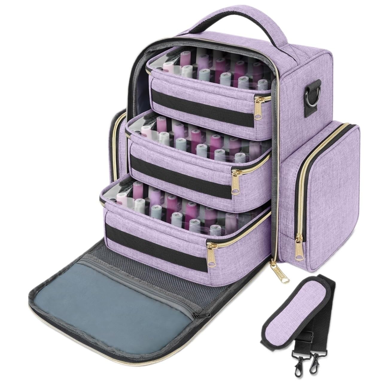 NMGMJQ Nail Polish Organizer Nail Polish Organizer Holds 72 Bottles Carrying Case with 3 Removable Pouches Nail Supplies