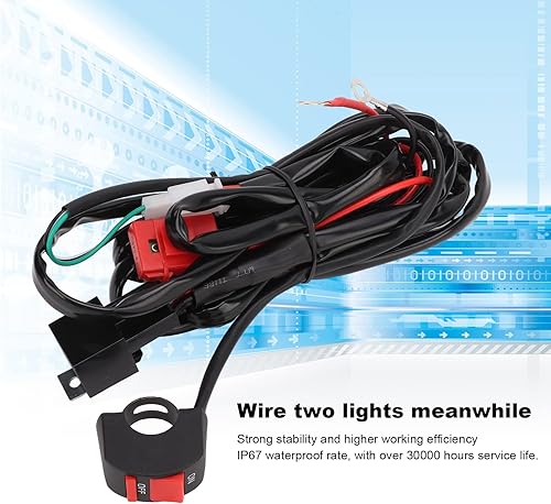 Miniatura 4 de Akozon - Arnés de cableado LED, 12 V, para motocicleta, interruptor de luz de trabajo, arnés de cableado de 40 A, arnés de relé LED para