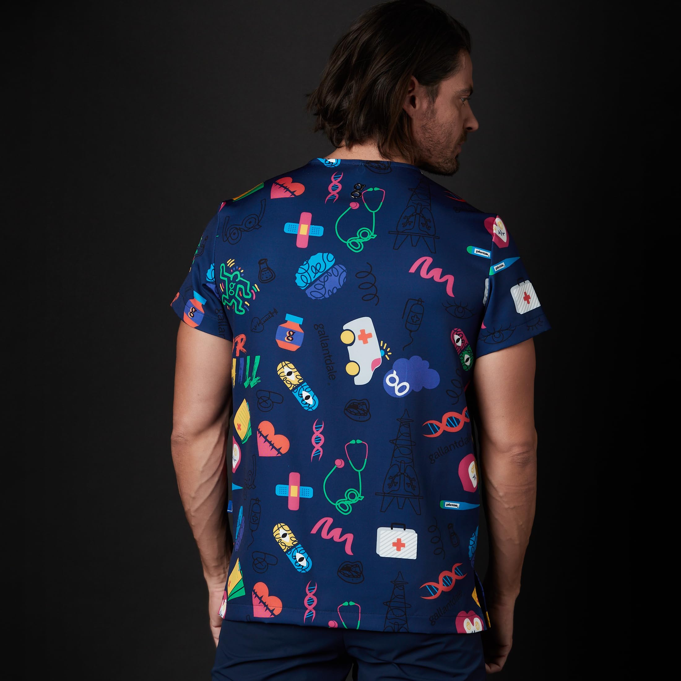 Kasack Sanitär District Herren Scotland Bloom Chlor Beständig Jacke Uniform Sanitär Arbeitskleidung Medizinischer Doktor Tierarzt Zeichnungen Marineblau, marineblau, S