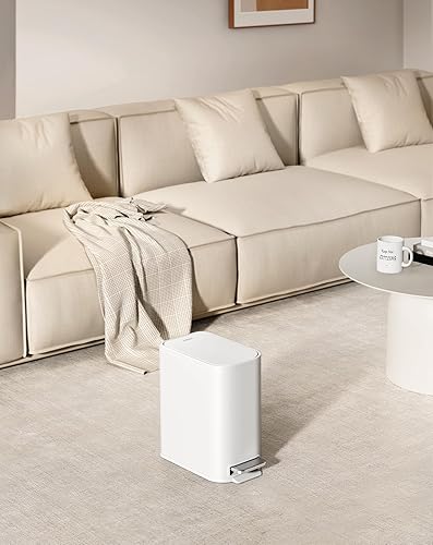 Miniatura 8 de Cesun Cubo de basura pequeño para baño con tapa, cierre suave, pedal escalonado, cubo de basura de acero inoxidable de 5 litros1.3 galones con cubo