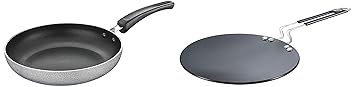 Prestige Aluminium Omega Select Plus IB Non-Stick Fry Pan, 200 mm, Multicolour, Medium & Hard Anodized Aluminium Chapati Tawa (245 mm, Black)