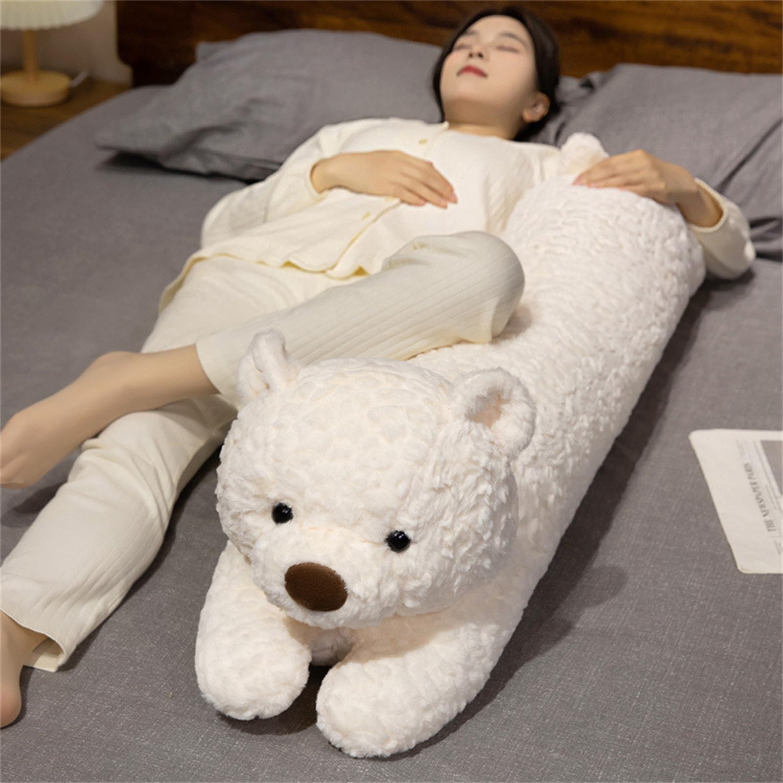 AMOSIJOY Weich Riesen Teddy Teddys Kuscheltier, Weighted Stuffed Animal Gewichtskuscheltier, GroßEr TeddybäR Als Geschenk FüR Geburtstag, Valentinstag Weihnachten (120cm,Milchweiß)