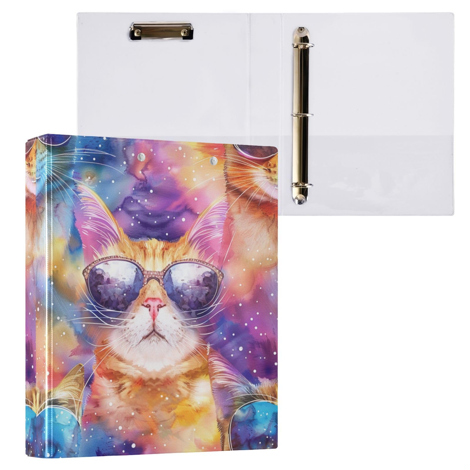 Cat Wears - Raccoglitore a 3 anelli, 3,8 cm, rotondo, contiene 200 fogli con 3 tasche interne in PVC trasparente, per scuola e ufficio
