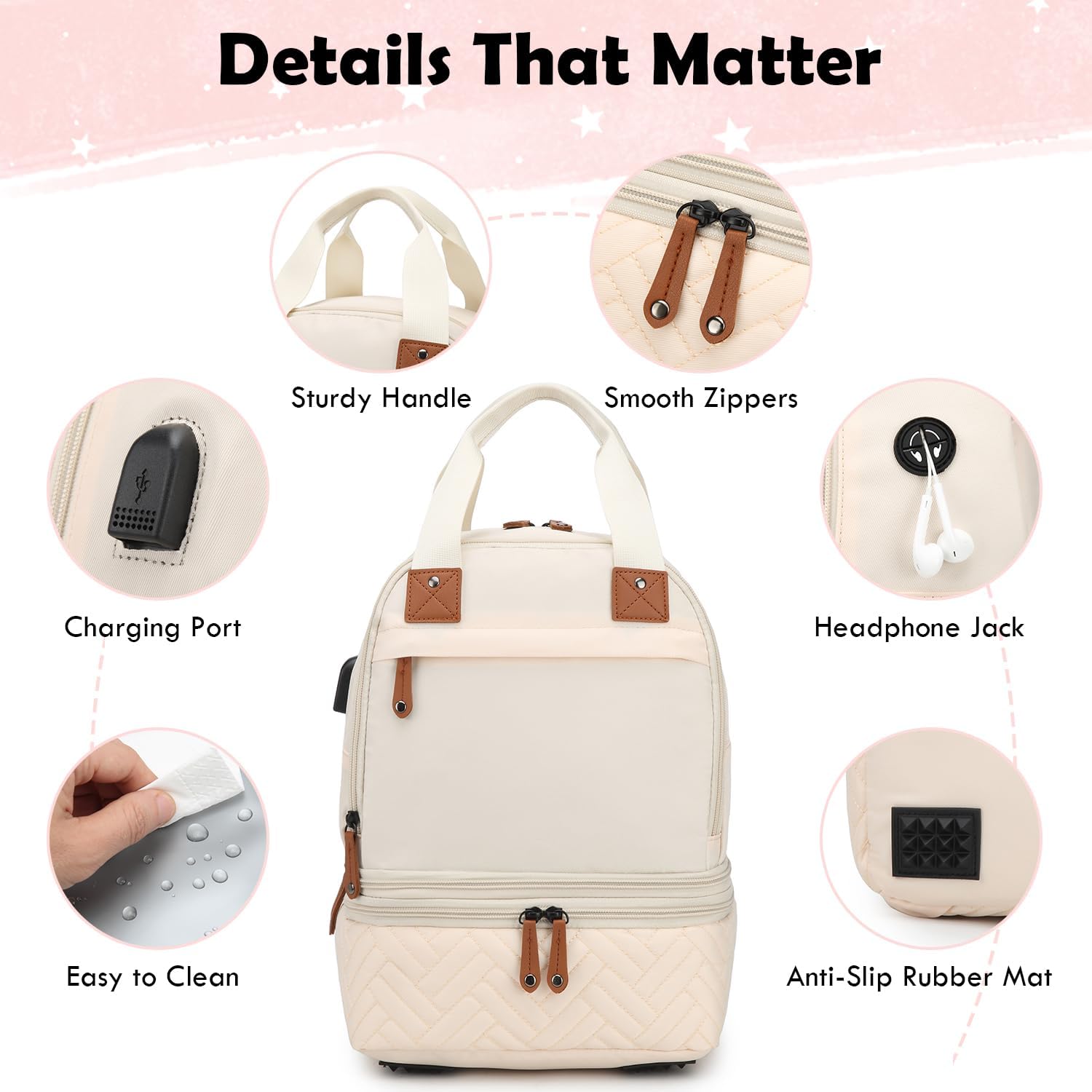Breast Pump Bag for Spectra S1/S2 - Spectra Pump Bag with Ice Pack & Waterproof Mat, Portable Breast Milk Cooler Case for Work, Travel and Family Use, Beige