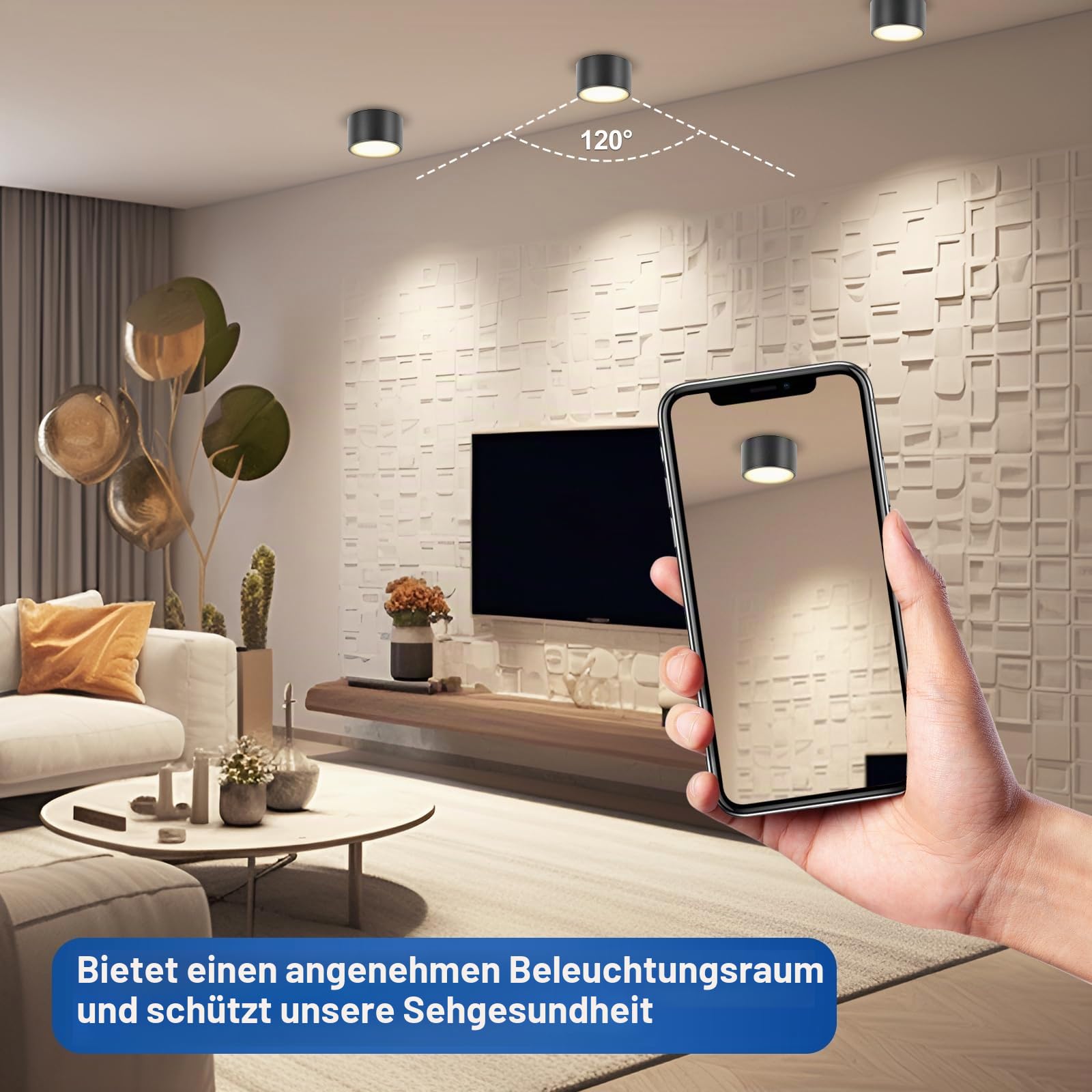 YindaLux 4 Stück LED Aufbauspot Schwarz 230V Ø95x55mm Decken Aufbaustrahle inkl. 6W GX53 Leuchtmittel Neutralweiß 4000K 660LM Deckenspot Aufputz Deckenstrahler mit großer Leuchtfläche Spotleuchte