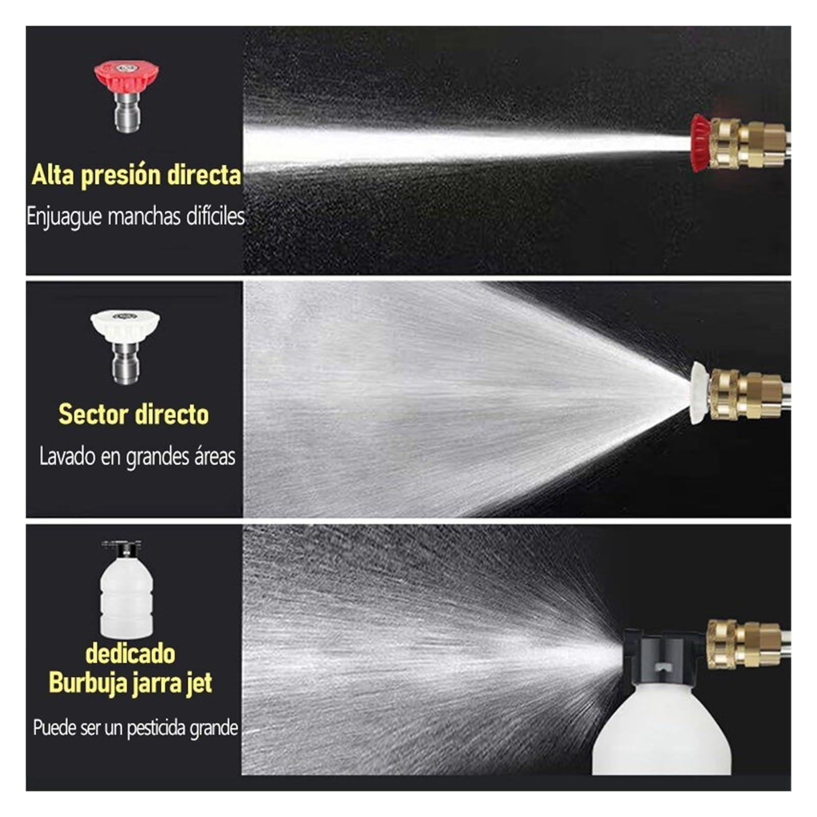 Pistolet d'arrosage avec embout multi-jets, Buse de pulvérisation nettoyeur haute pression sans fil for lavage voiture, 60 bars, for la maison et le jardin