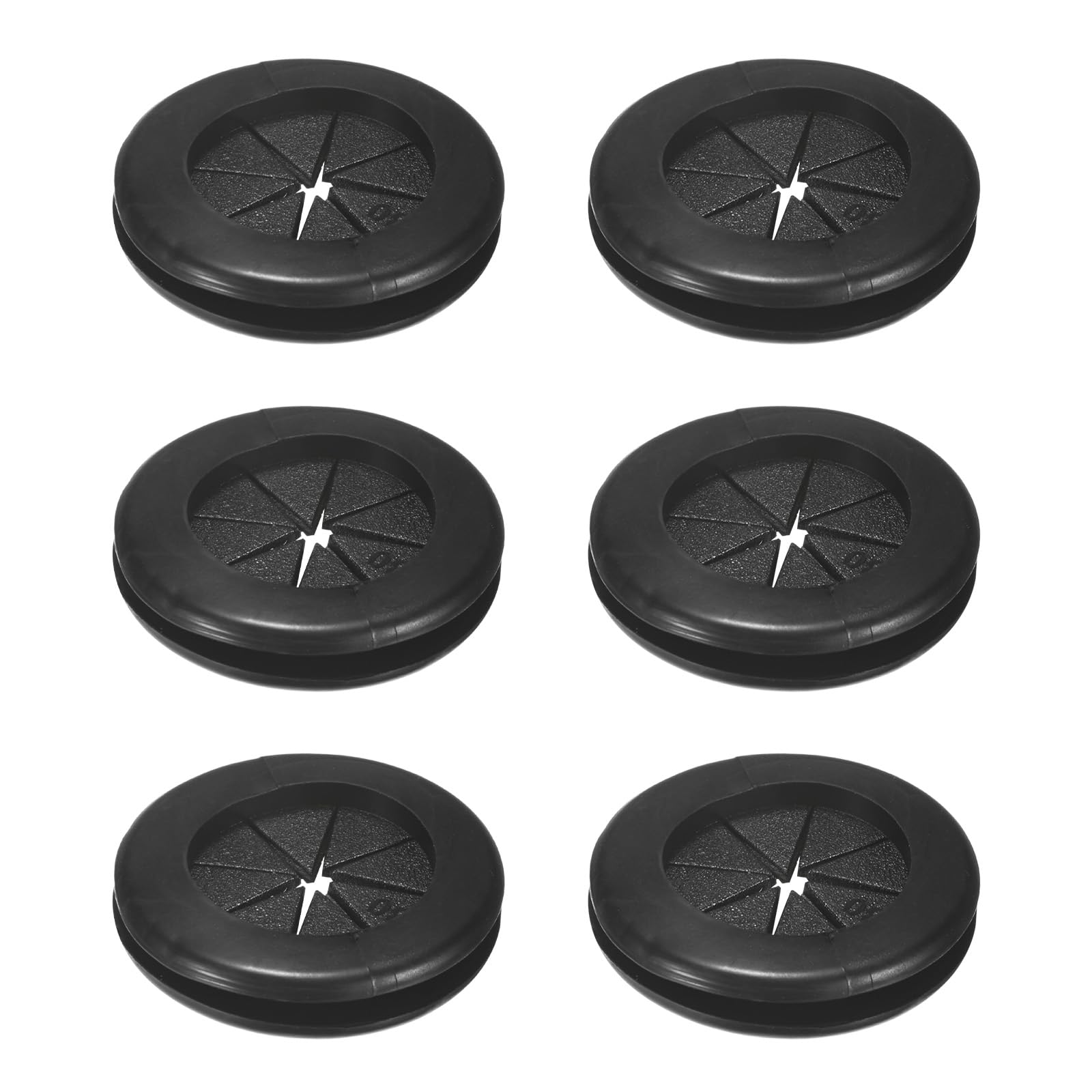M METERXITY 6-Pack Rubber Grommets for Wiring 30mm Desk Grommet Double-Sided Flexible Cable Cord Grommet Desk Hole Cover for Cables/Wires Through Protection [Black, Petal-Shaped]