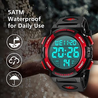 L LAVAREDO Mens Digital Watch Sports Military Watches Waterproof Outdoor Chronograph Wrist Watches for Men with LED Back Ligh/Alarm/Date
