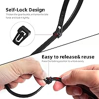 Vista 4 de 100Pcs Reusable18 Inch Heavy Duty Industrial Zip Toes,Releasable Black Cable Ties, 120LBS Strong Adjustable Tie wrap,Reusable Zip Toes Tie Straps
