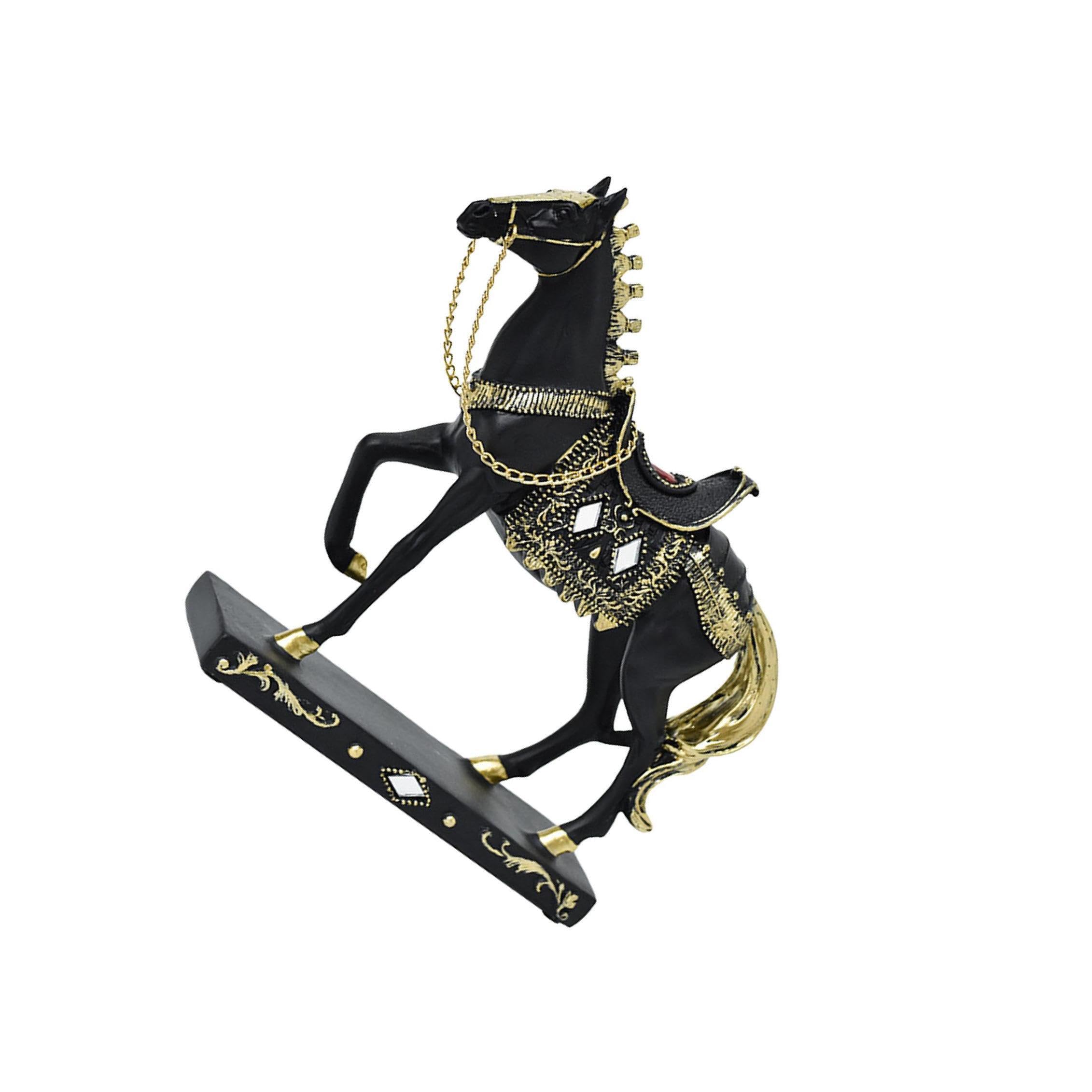 Yixannx Black Horse Statue Engaging Animal Decor Piece Capturing Attention Making Home Accent Desktop Figurine Animal Model Lifelike Furniture Beautifully Carved, 19X5x18.5cm