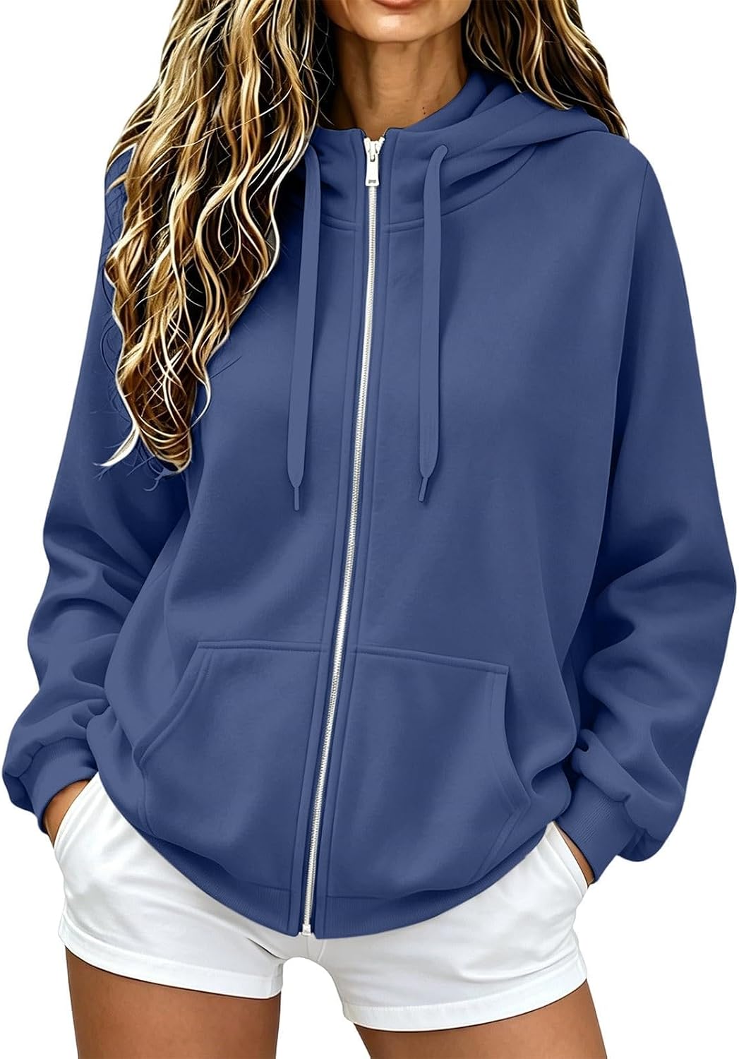 Women's Oversized Zip Up Sweatshirts Fall Winter Fashion Baggy Hoodies