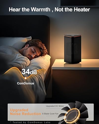 Miniatura 9 de Paquete de calentador de espacio, calentadores eléctricos portátiles para uso en interiores con termostato, oscilación de 70, 5 modos, temporizador