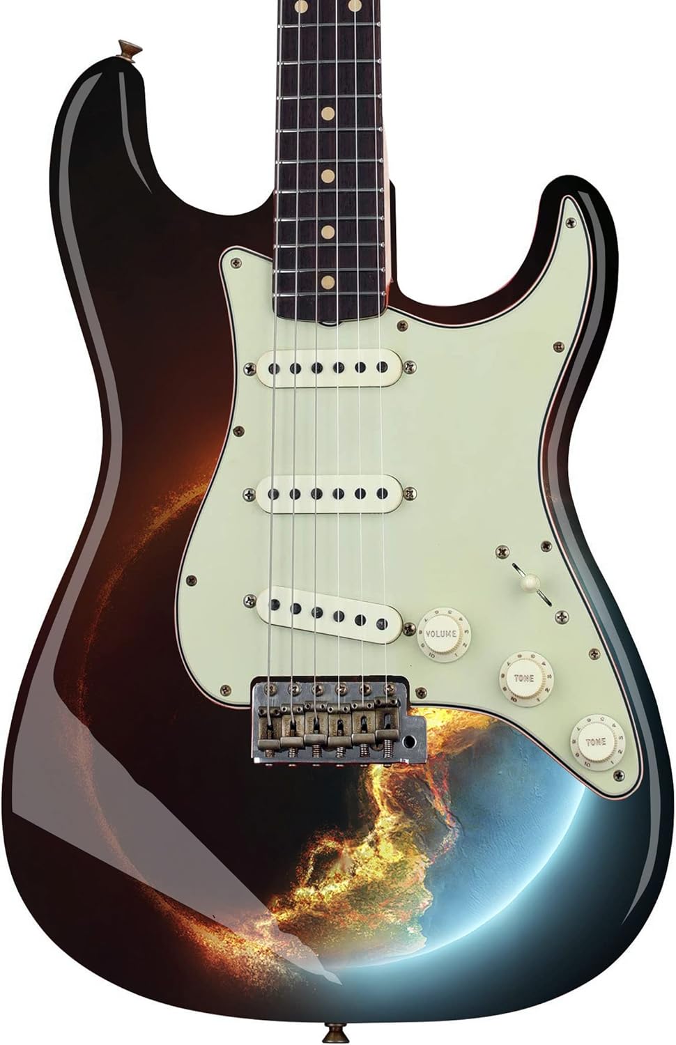 Guitar Bass or Acoustic Skin Wrap Laminated Vinyl Decal Sticker World on Fire GS66