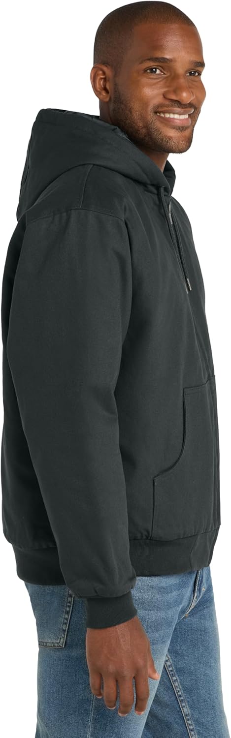 CornerStone Unisex Duck Cloth Hooded Work Jacket | Zip Up Outerwear for Men & Women with Insulated Hood & Hand Warmer Pockets - Image 2