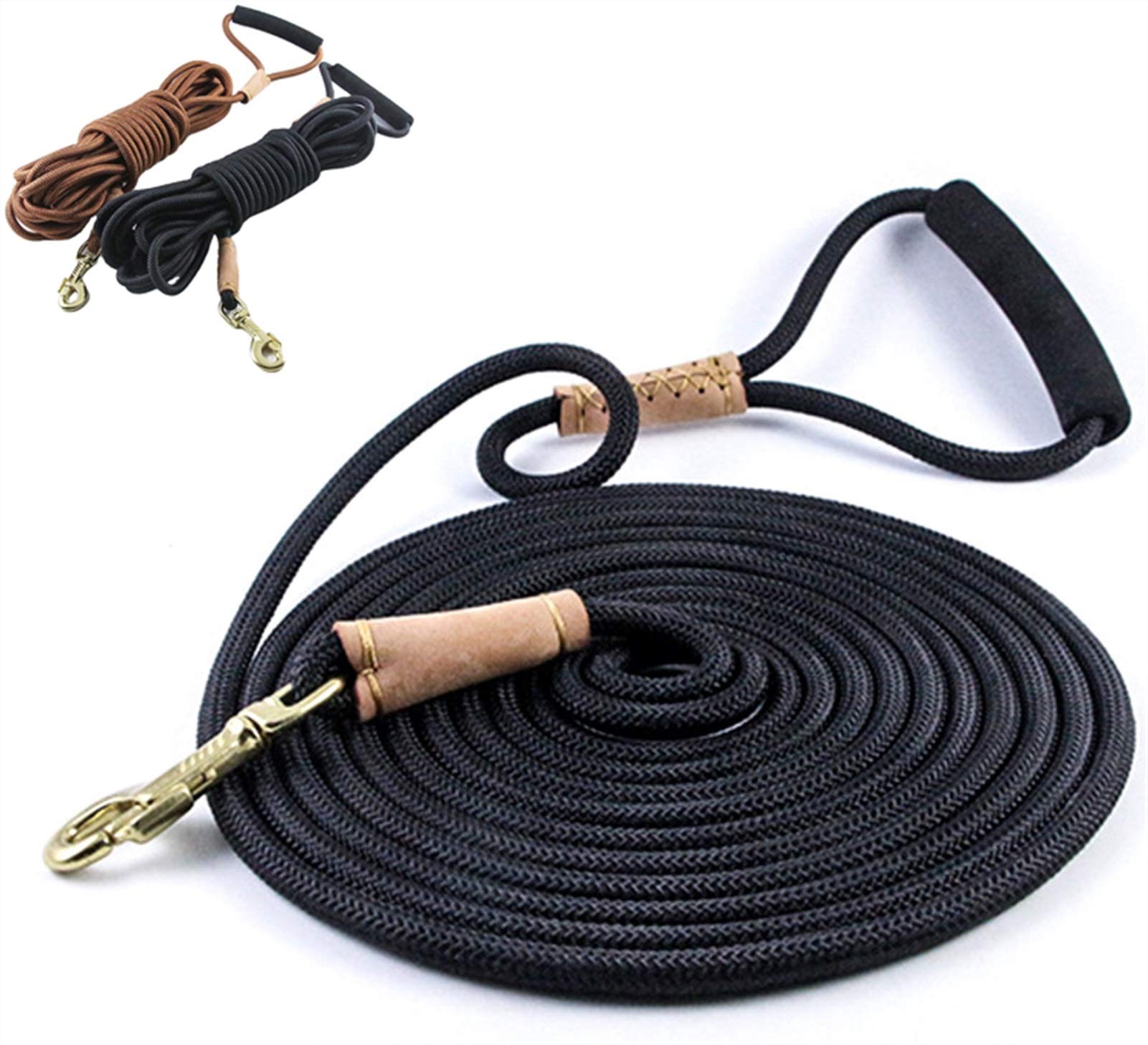 DHGTEP 3m 5m 10m 20m Dog Tracking Leash Nylon Durable Long Rope Training Walking Leads for Medium Large Dogs (Color : Black, Size : 3M)