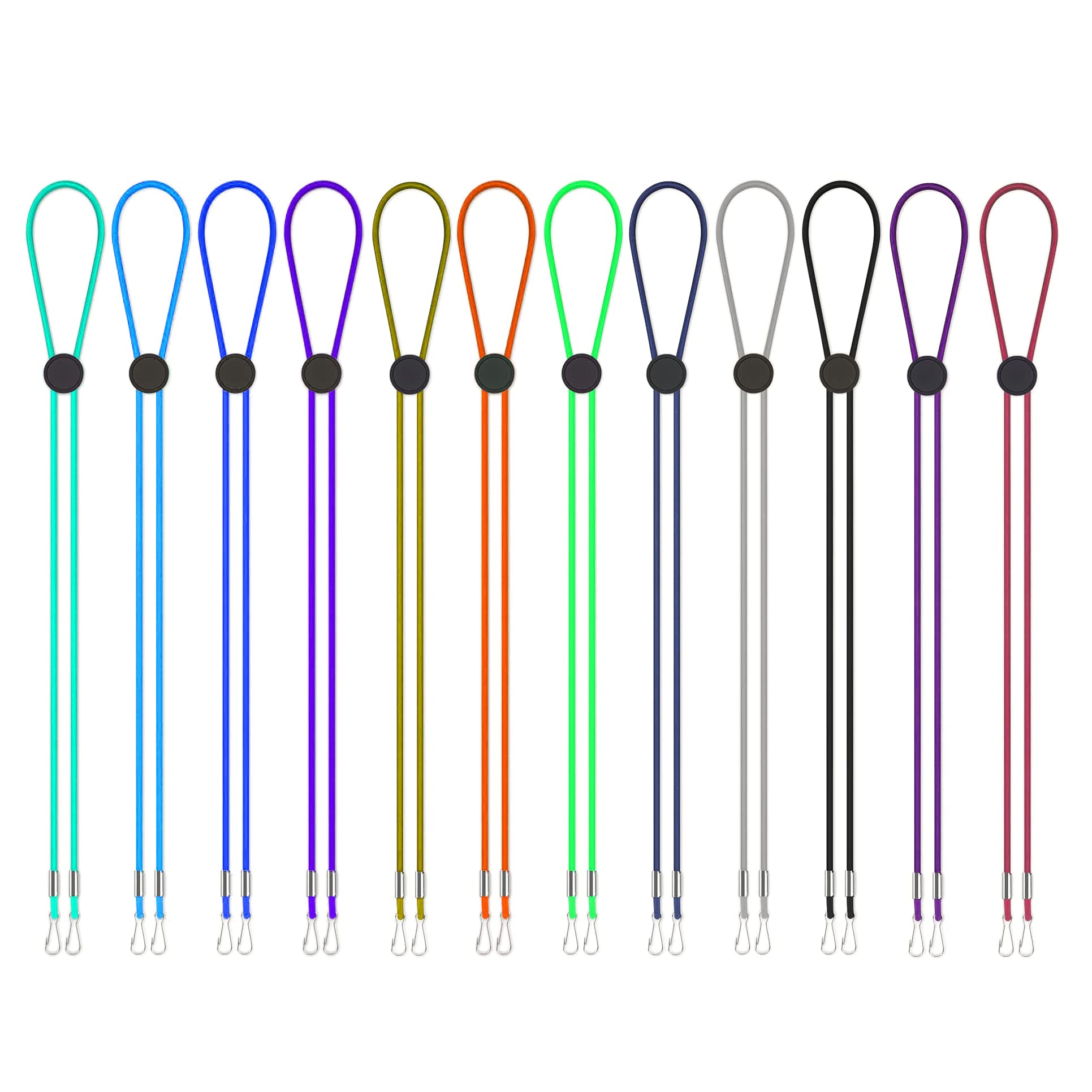 12 Packs Face Mask Lanyards, Adjustable Length Mask Lanyard with Clip Face Necklace Holder Strap for Child and Adults, Convenient & Comfortable Around The Neck Rest Ear Saver(12 Colors)