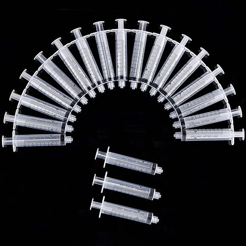 Miniatura 7 de TecUnite Paquete de 20 jeringas curvadas de plástico para resina epoxi, manualidades, alimentación de mascotas, animales, aplicador de aceite