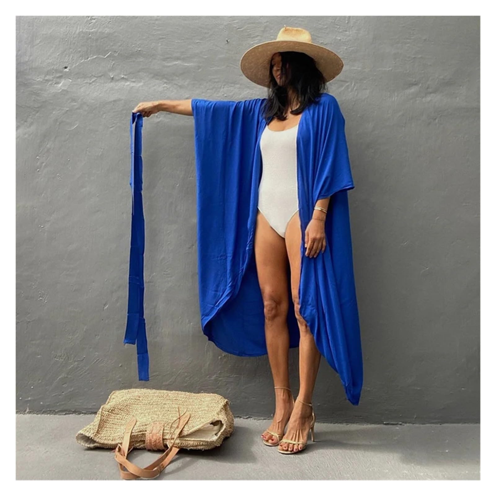 Copri Costume Mare Donna Copricostume da Bagno in Cotone, Abito Lungo, Pareo da Spiaggia, Cardigan Largo da Donna