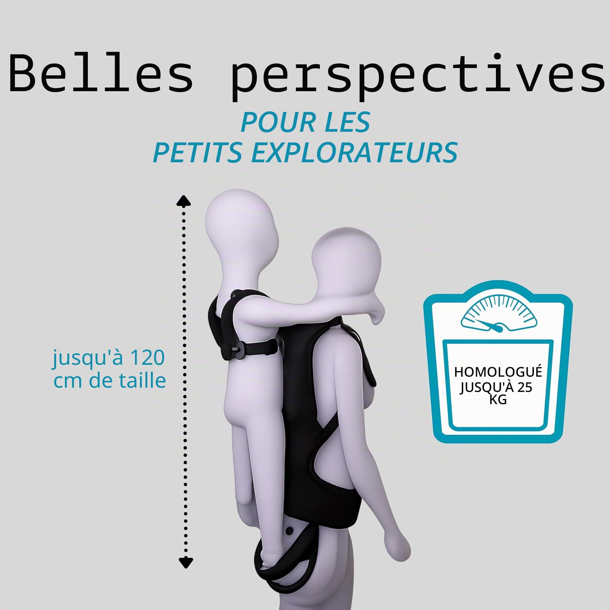 Sac à Dos Avec Porte-Bébé - Col Souple Le Plus Léger - Porte-Enfant Jusqu'à 25 kg - Randonnée à Partir de 2 Ans - Transport (Gris Chiné)