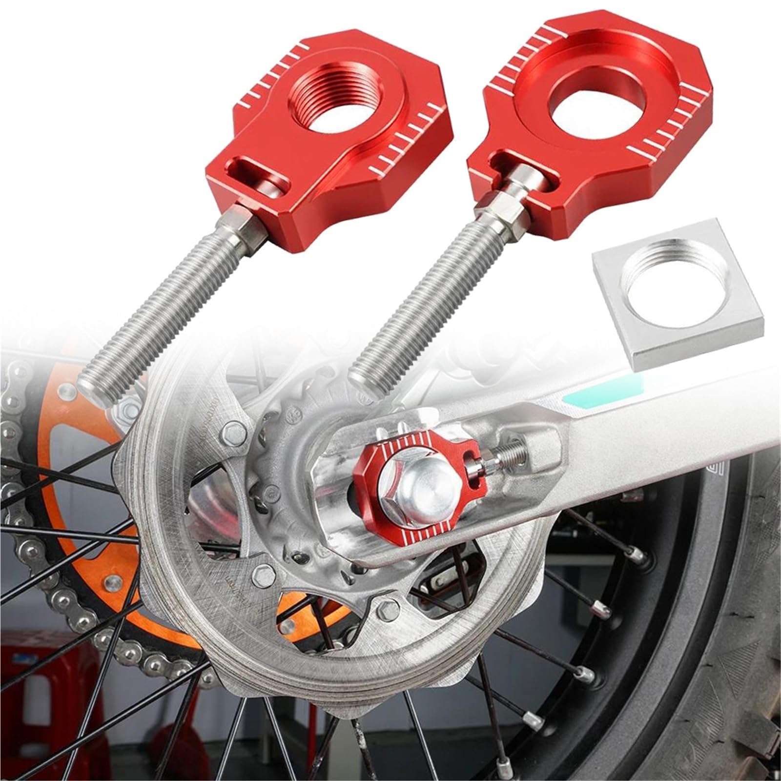 Bloques de eje trasero GasGas EC 125-300 en aluminio anodizado para un ajuste de cadena premium