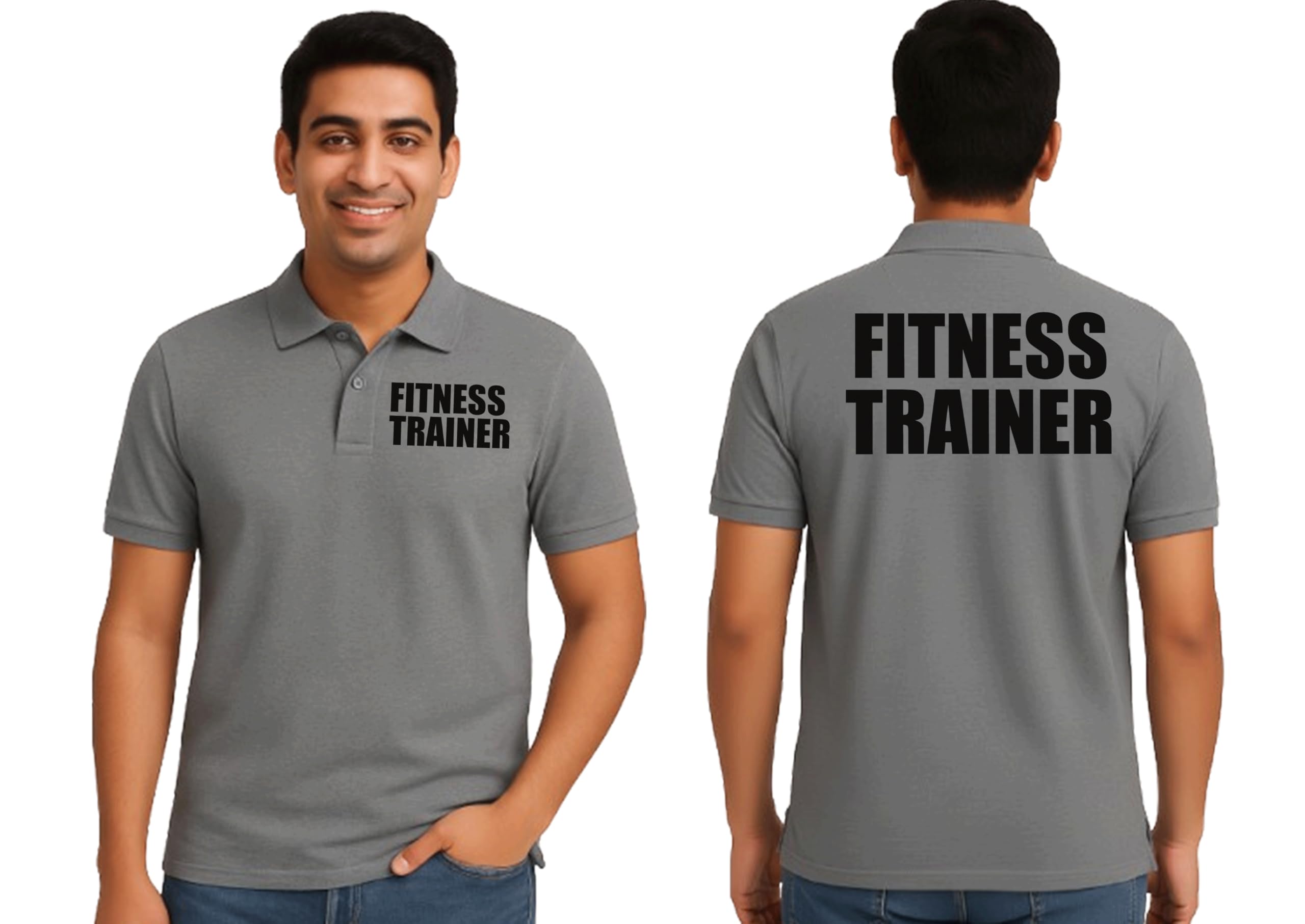printholic Fitness Trainer Both Polo Collar T Shirt for Men and Women Half Sleeve Unisex Cotton Blend Gym Staff Workwear Uniform-picture-11