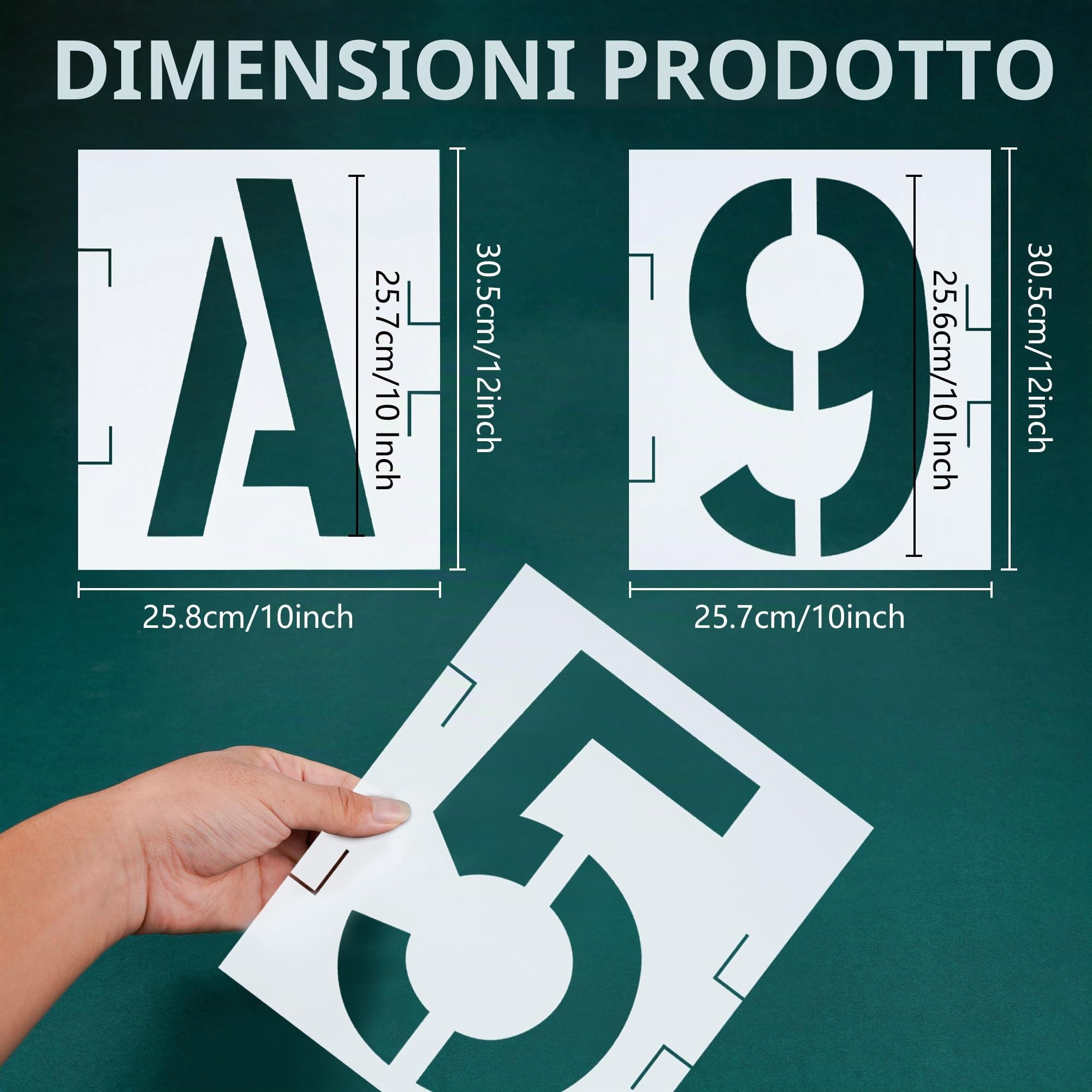 Stencil con lettere dell'alfabeto da 30,5 cm, kit di stencil in plastica di grandi dimensioni per legno, pareti, tessuto, vetro, carta, segnaletica e progetti artistici fai da te