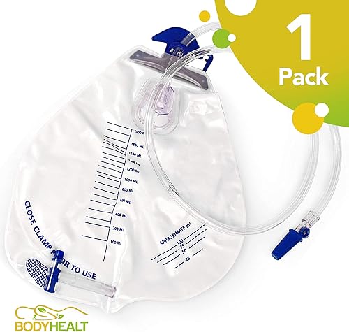 Miniatura 2 de BodyHealt Foley - Bolsa de catéter  Bolsa de drenaje urinario con cámara antirreflujo  Bolsa de orina con volumen de 67.6 fl oz, tubo de drenaje de