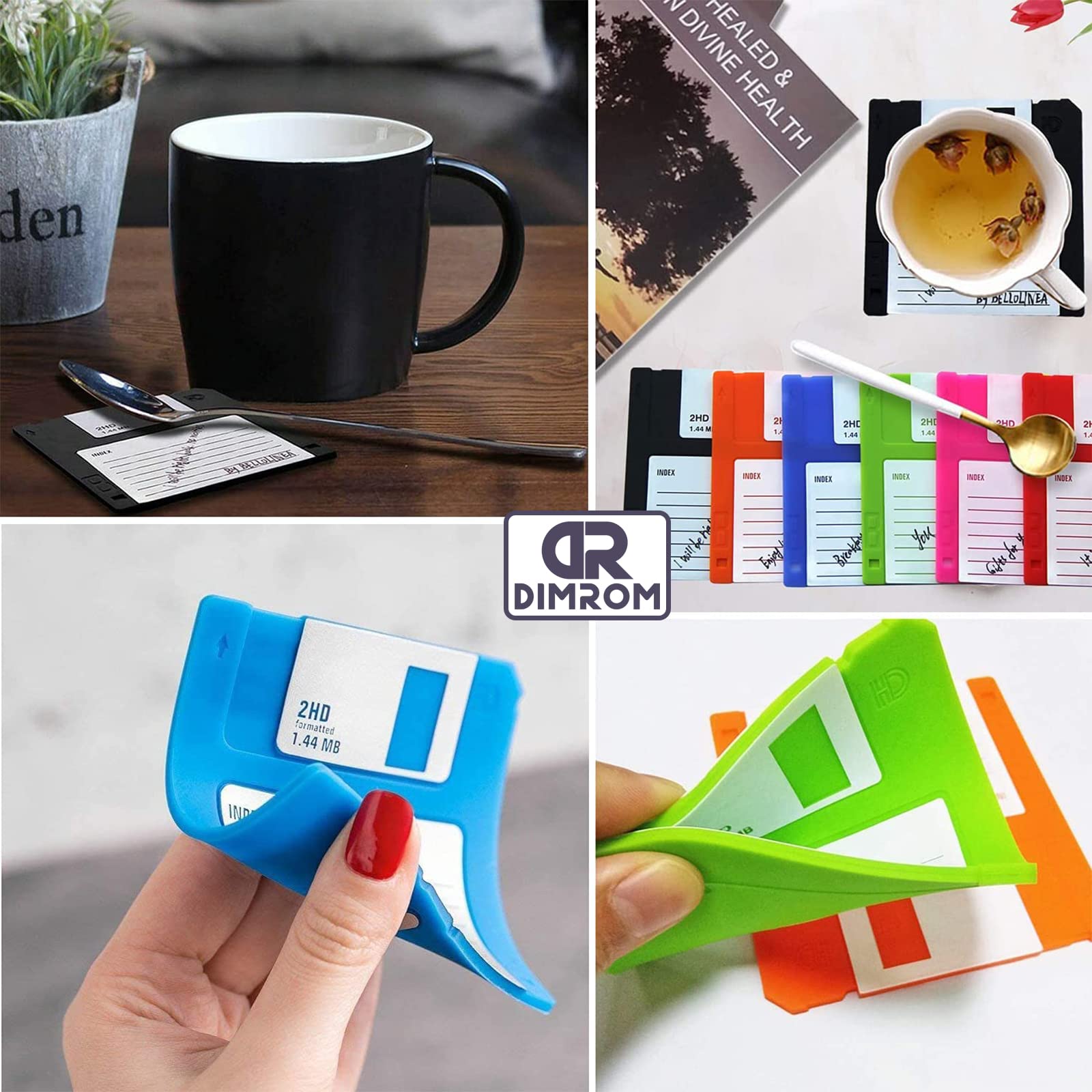 Buy 6 PCS Silicone Floppy Disk Coaster for Tables, Drink Coasters for