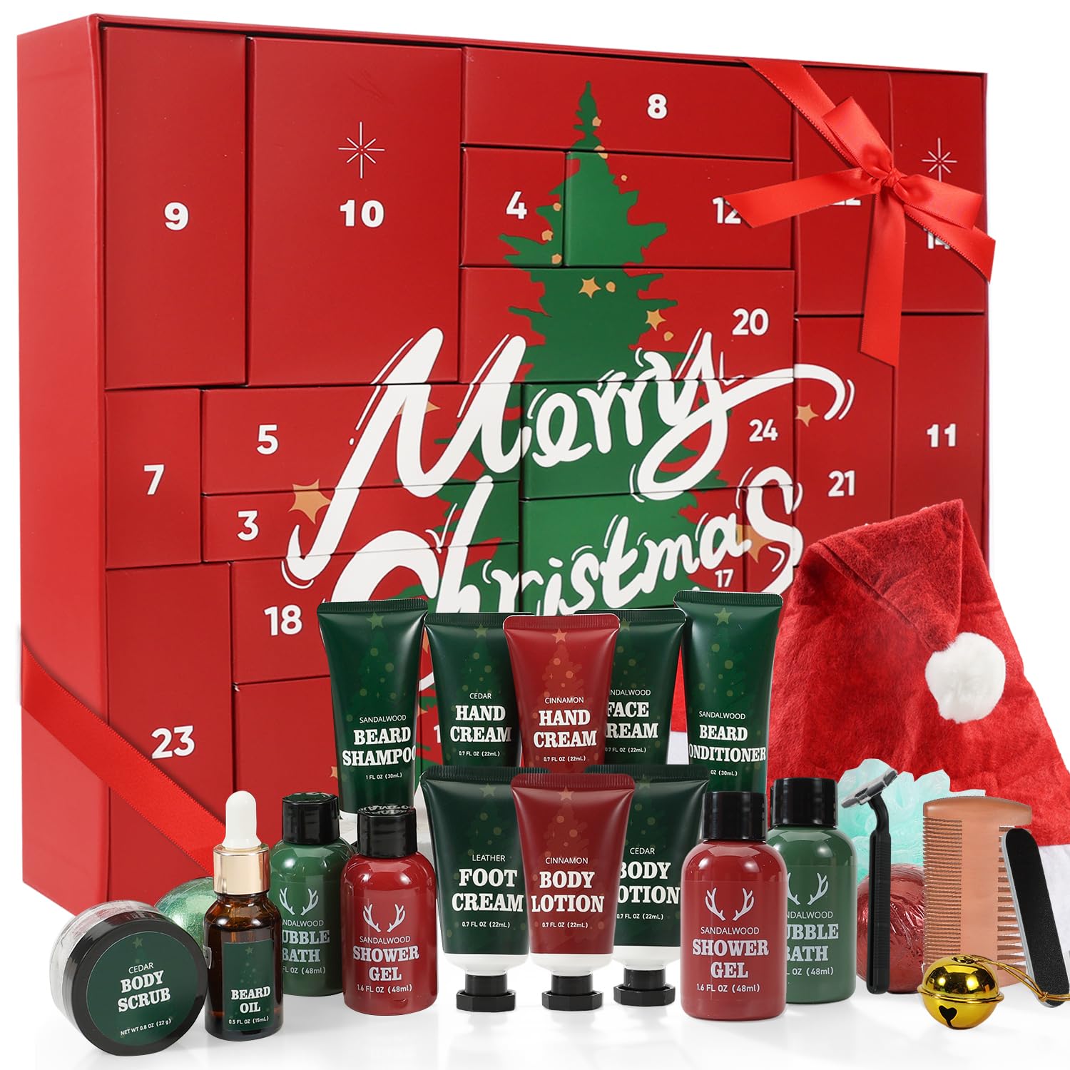 Advent Calendar 2025 Mens - 24PCS Beard Care Grooming Set Advent Skincare Calendar for Mens, 24 Days Beauty Advent Calendar 2025 Xmas Countdown