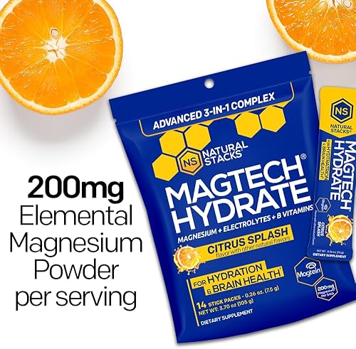 Miniatura 4 de MagTech - Paquetes de hidrato de magnesio - Polvo de hidratación sin azúcar - Magteína Magnesio L-treonato, glicinato y taurato - Complejo triple