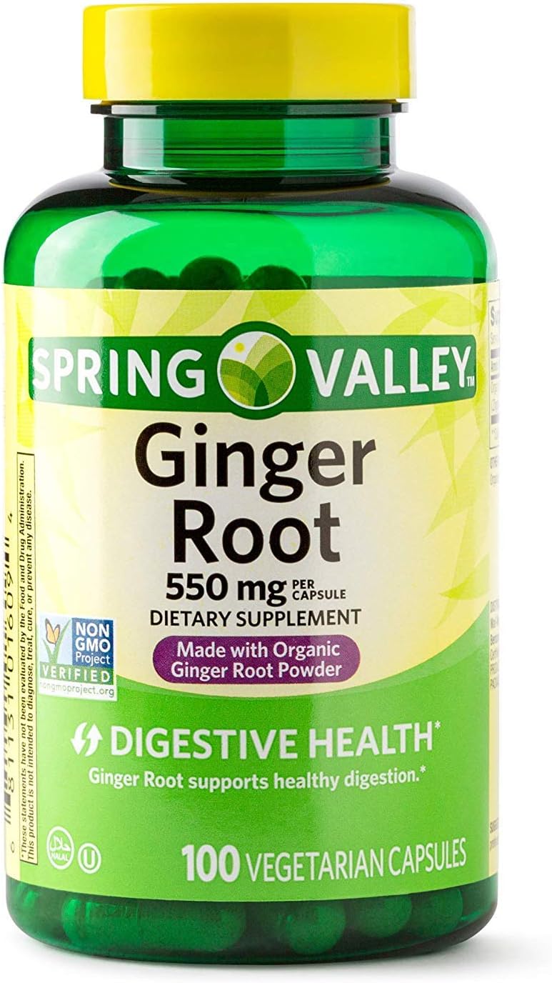 Spring Valley Ginger Root, 550 mg, Made with Organic Ginger Root Powder - 100 Vegetarian Capsules