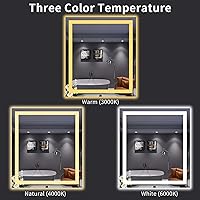 Vista 5 de LOAAO Espejo de Baño LED de 32"X36" con Luces, Anti-Empañamiento, Regulable, Retroiluminado + Iluminado Frontal, Espejo de Tocador de Baño Iluminado