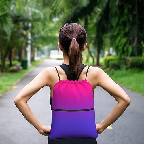 Miniatura 2 de Mochila deportiva con cordón ajustable, duradera, impermeable, ligera, para hombres y mujeres, Gradiente, Mochilas Tradicionales