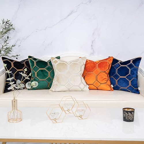 Miniatura 7 de Yangest Funda de almohada de terciopelo geométrico naranja, moderna y lujosa, funda de cojín neutra para sofá, dormitorio, sala de estar, decoración