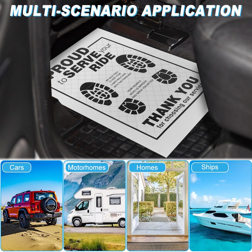 50Pcs White Car Paper Floor Mats Disposable Car Carpet Protector Paper Floor Mats for Automotive Vehicle Shops Buses — view 7