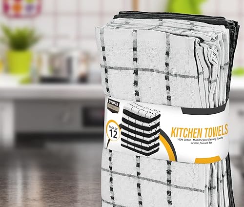 Miniatura 6 de Toallas de cocina Utopia Toallas plato Super absorbentes tela de rizo 100 algodón hilado y suave Dobby Stripe tamaño 15x 25pulgadas 12unidades