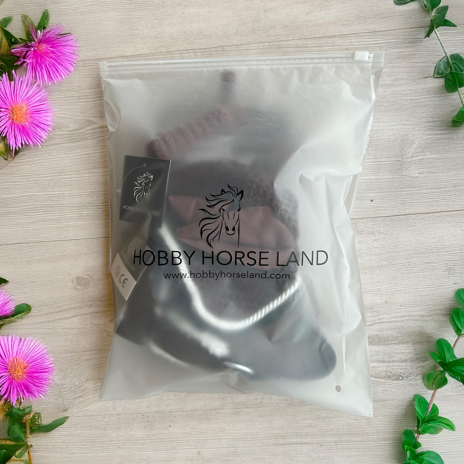 Set di accessori marrone cioccolato per Hobby Horse e cavallo stick: cavezza muta con cordino + coperta + berretto anti-mosche