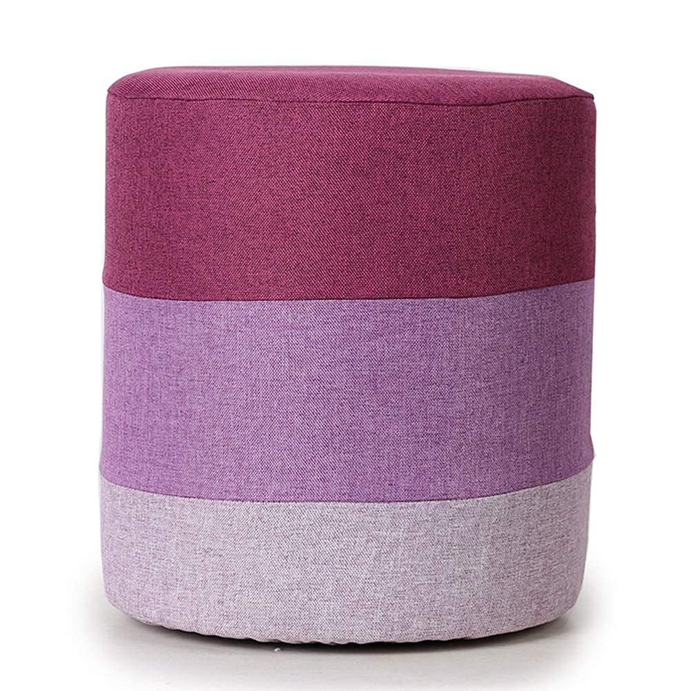 Pouf repose-pied en bois massif rouge et lin dehoussable pour l entrée