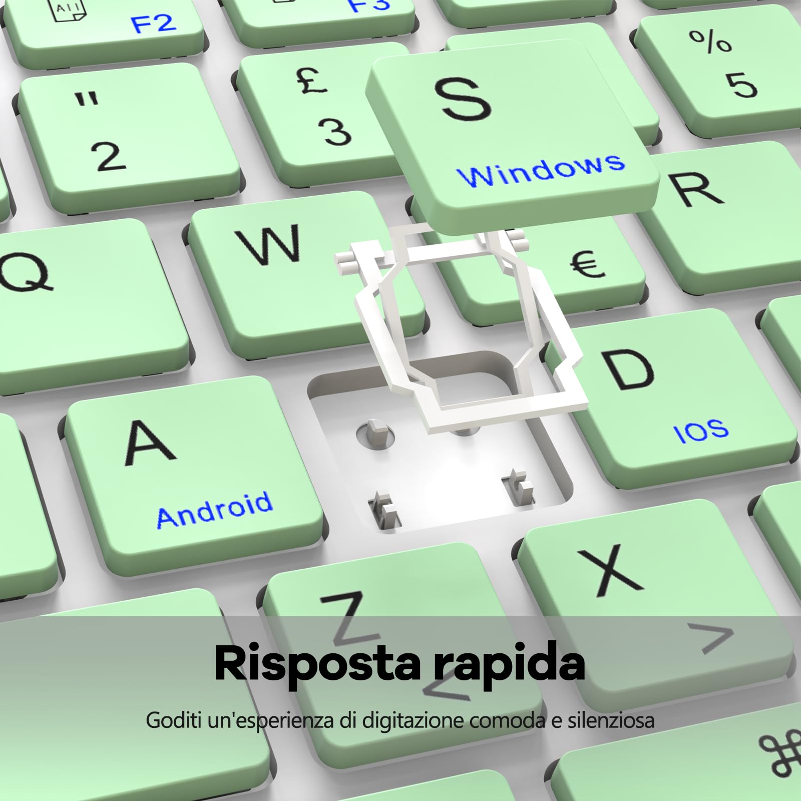 KARFUN Tastiera Wireless Bluetooth Ricaricabile Ultra Sottile per iPad/Samsung/Android/Windows, Tastiera QWERTY Italiano Bluetooth per iPad e Dispositivi Universali