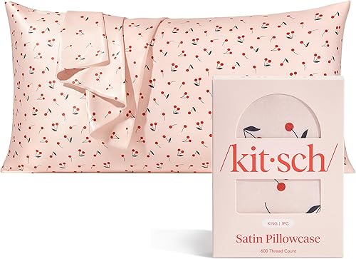 Vista 150 de Kitsch - Funda de almohada de satén con cremallera de tamaño queen/estándar, para el cabello y la piel, funda refrescante más suave que la seda