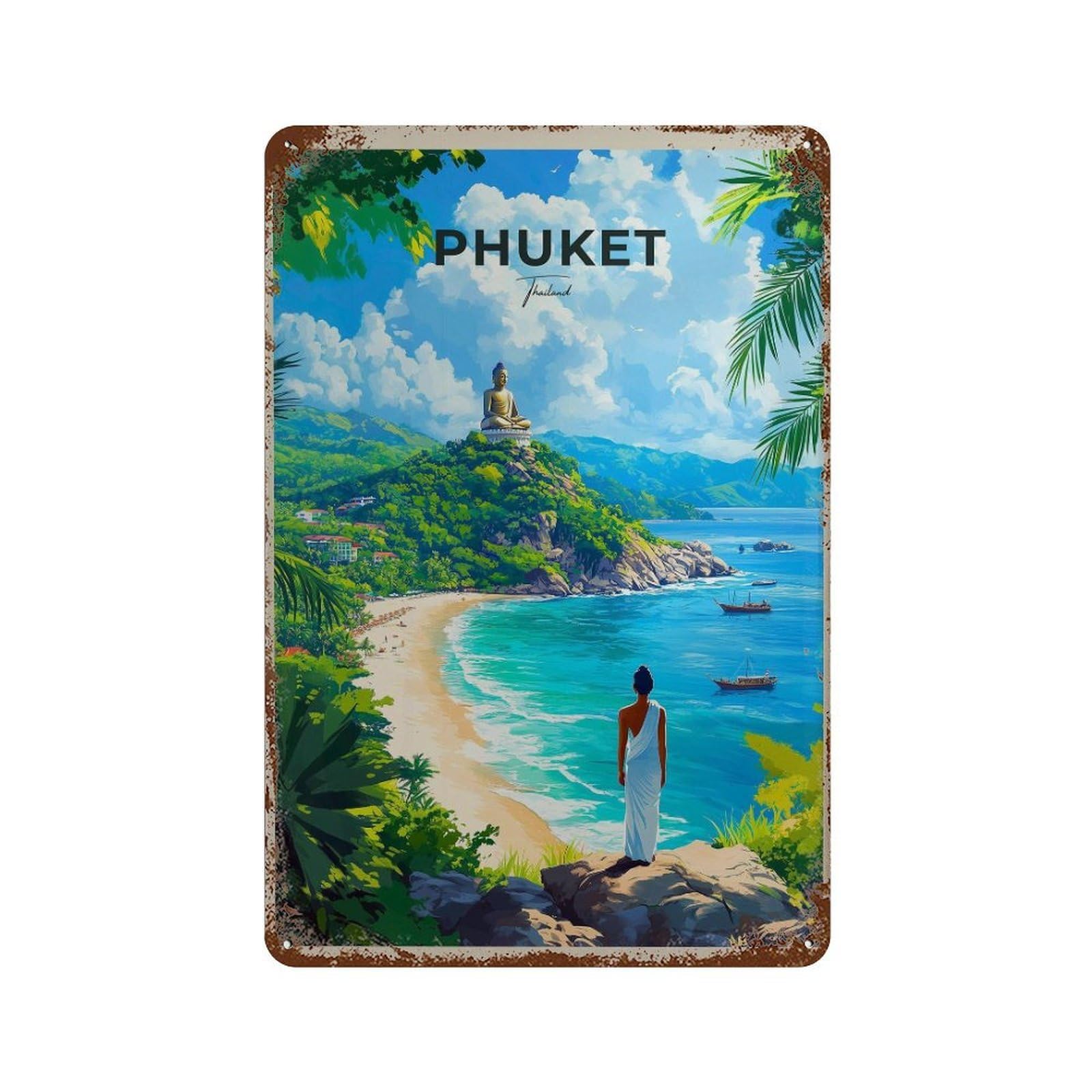 xiaoxiaoshen Phuket Thailand Travel Exotic Island Wall Decor Art Metal Tin Poster Modern Home Decor Art Home Bar Shop Decorations Vintage Sign 30x20cm