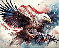 Vista 16 de Tucocoo Kits de pintura patriótica de estrellas por números para adultos, pintura de águila por números para adultos, kits de pintura al óleo