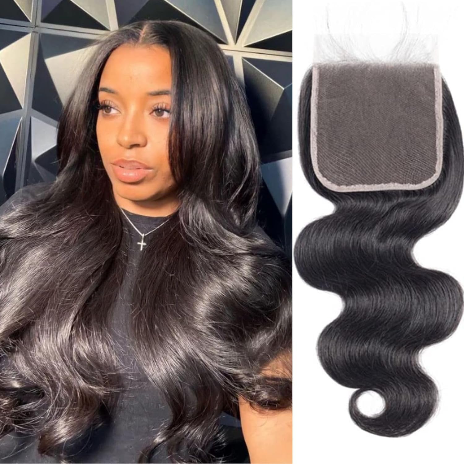 5x5 Hd Lace Closure Human Hair Body Wave For Black Women 5x5 Lace Frontal Closure 12A Virgin Remy Human Hair Hd Closure Pre Plucked Human Hair Extension Natural Black 20 Inch