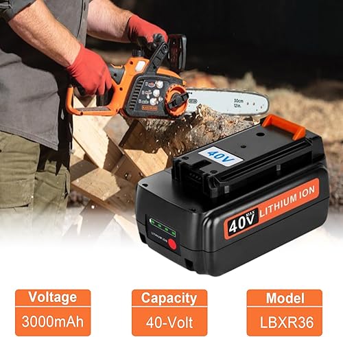 Miniatura 2 de JYJZPB Batería de repuesto de 40 V 3000 mAh para Black Decker 40V Batería LBX2040 LBXR36 LBXR2036 LST540 LCS1240 LBX1540 LST136W Compatible con