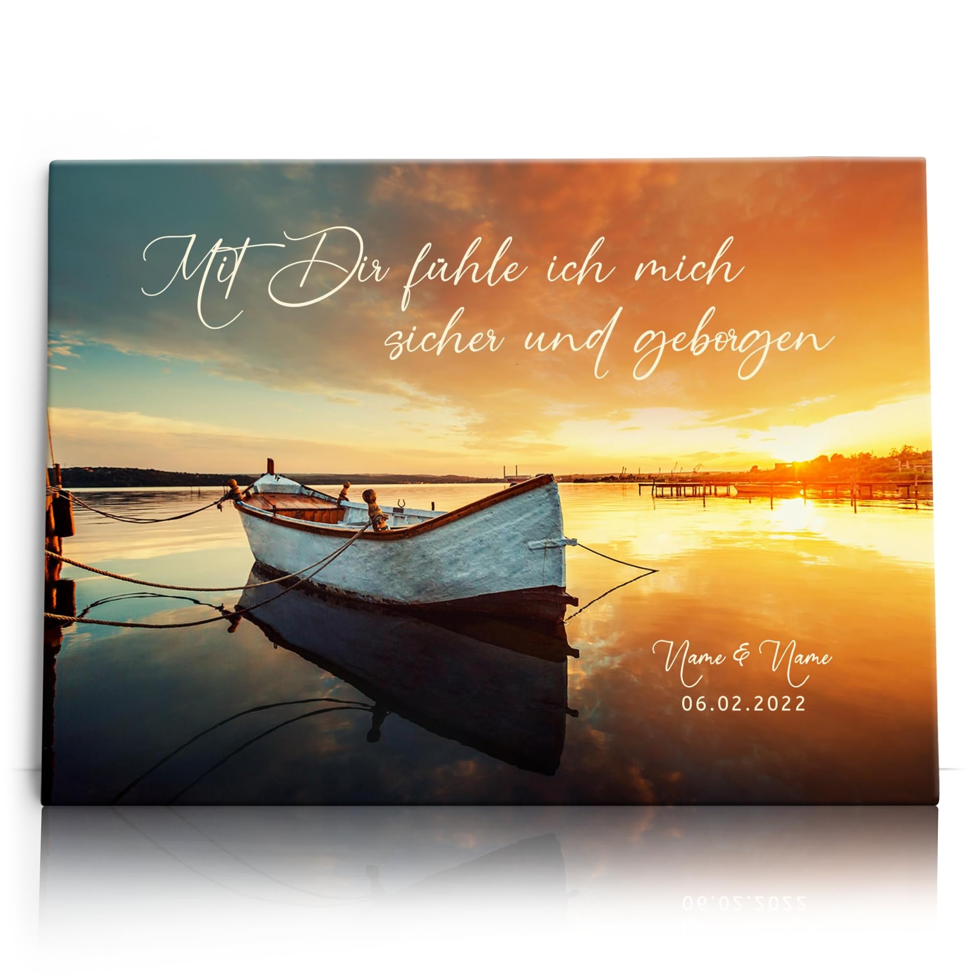 Liebesleinwand Personalisierte Geschenke | Leinwandbild Geschenk für sie und ihn zum Geburtstag, Hochzeitstag, Jahrestag gestalten | Geborgenheit