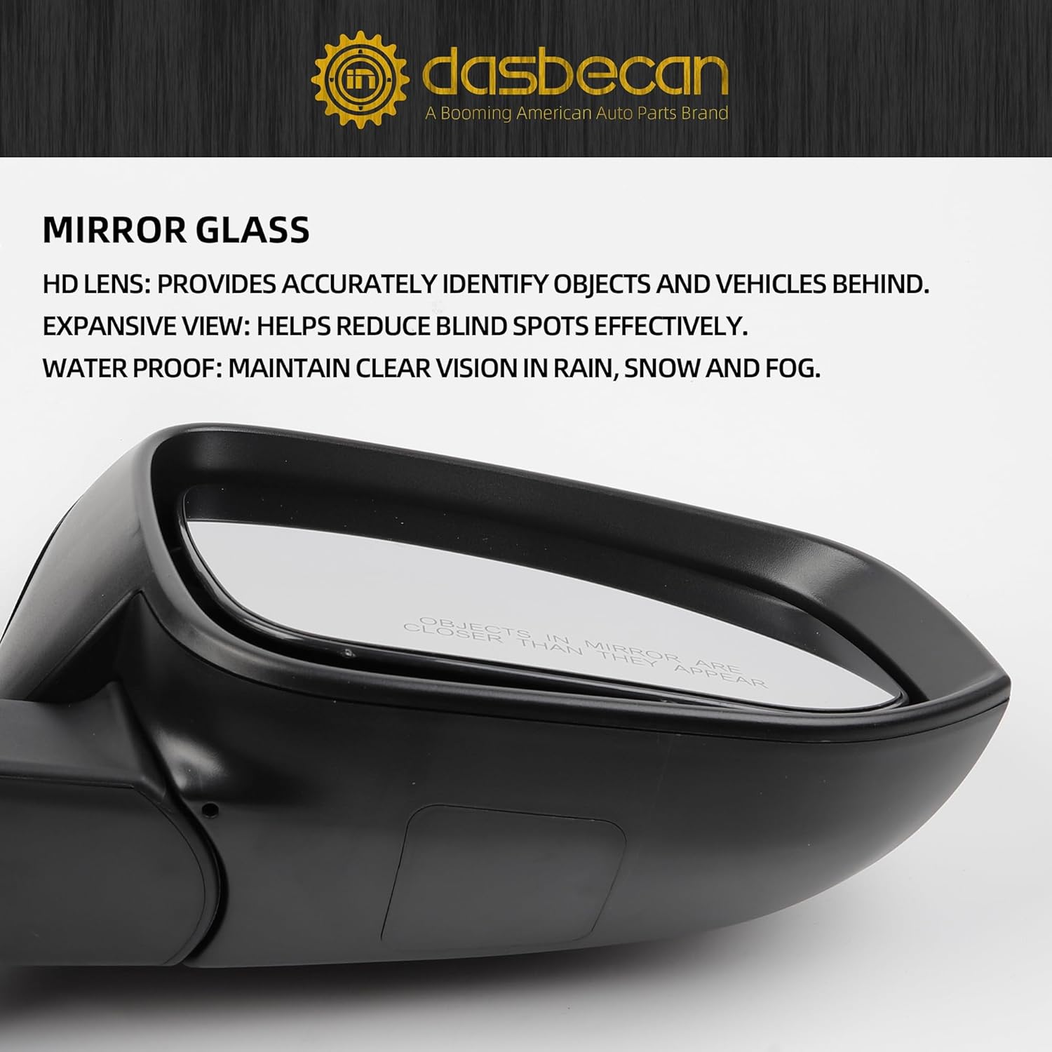 Dasbecan Right Passenger Side Door Mirror Assembly Compatible with Toyota RAV4 2013 2014 2015 Power Glass Heated with Turn Signal Light Replaces TO1321310 87910-0R080 Black (7 Pins)