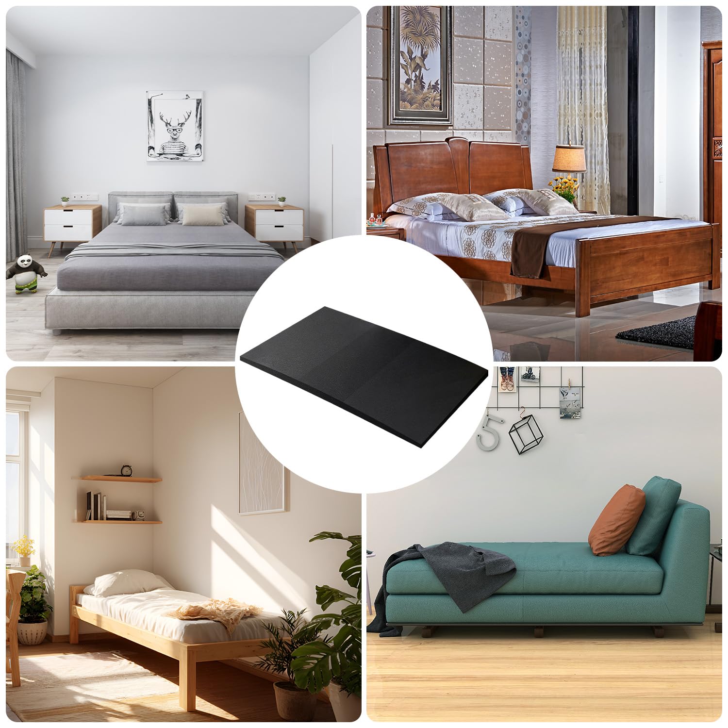 Support de matelas affaissé pour réparer les lits qui coulent - Coussin en mousse haute densité - 120 x 60 x 5 cm - Noir - Support trapézoïdal sous le matelas - Planches de support découpables