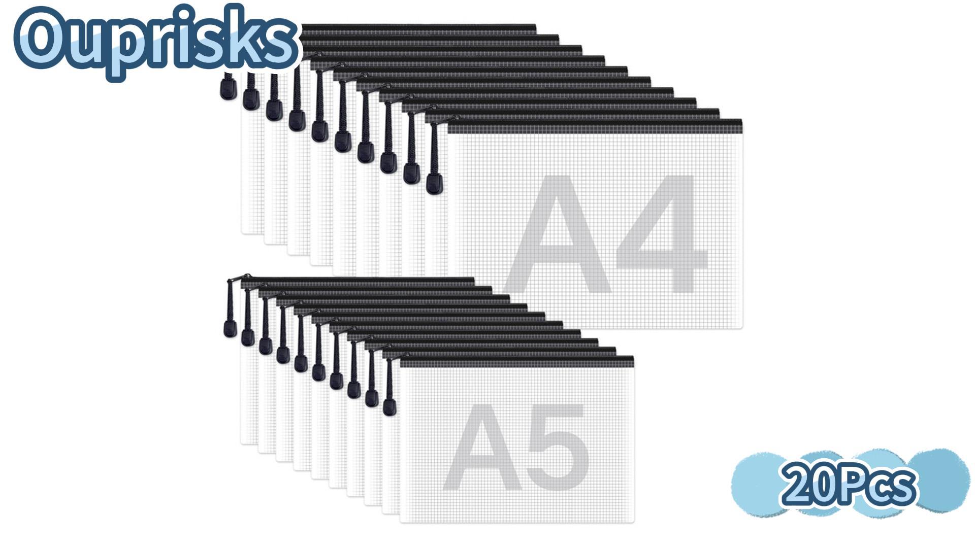 Pochettes Plastique Zippées A4 Et A5 - Lot De 20, Transparentes, Étanches, Pour Rangement